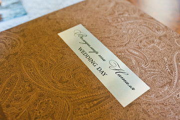 Fototapeta premium textile wedding photo book and album