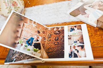 textile wedding photo book and album - obrazy, fototapety, plakaty