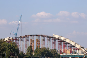 Fototapeta na wymiar new bridge construction site industry