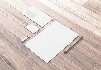 Briefpapier Visitenkarte Kuvert USB Stick Bleistift auf Holz