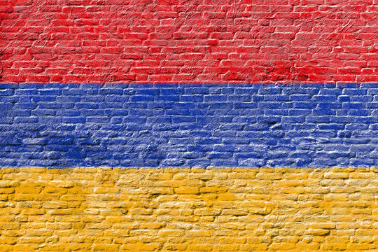 Armenia - National flag on Brick wall