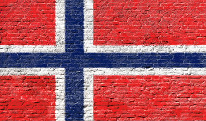 Norway - National flag on Brick wall