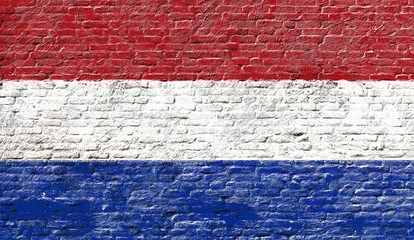 The Netherlands - National flag on Brick wall