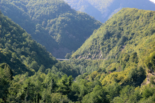 Green mountains in Montenegro. 