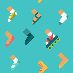 Cartoon seamless pattern, vector endless background with shoes