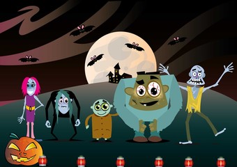 Hallowen,czaszki,zombi,dynia © monikakosz
