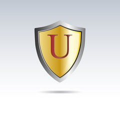 Vector shield initial letter U