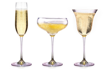 Glasses of champagne isolated on a white 