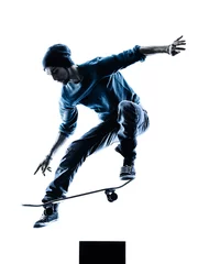 Fotobehang man skateboarder skateboarding silhouette © snaptitude