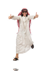 Arab man jumping from joy