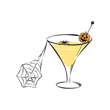 Cute cartoon cocktail, illustration for Halloween