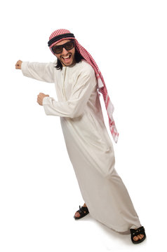 Happy arab man isolated on white