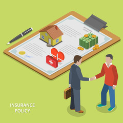 Insurance policy deal flat isometric vector.