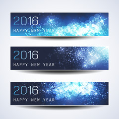 Fototapeta na wymiar Set of Horizontal New Year Banners - 2016 Version