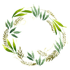 Watercolor flowers wreath.