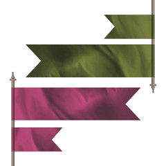 Green and pink silk flags