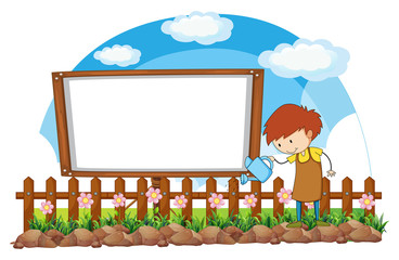 Man watering flowers in the garden