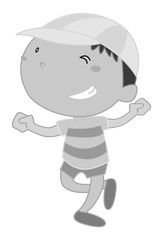 Little boy with a cap dancing