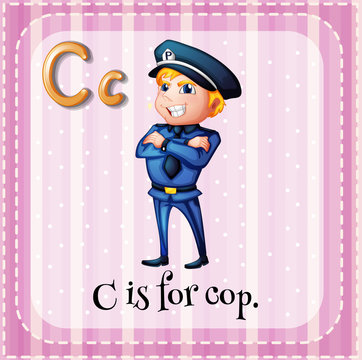 Flashcard letter C is for cop