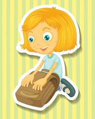 Girl packing her schoolbag