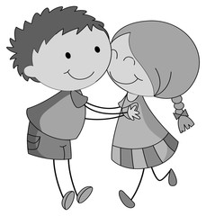 Boy and girl hugging and kissing