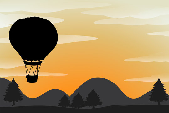 Silhouette balloon flying in the sky