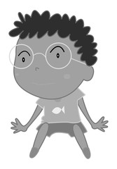 Little boy with glasses sitting