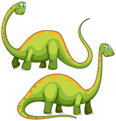 Two green dinosaurs smiling.