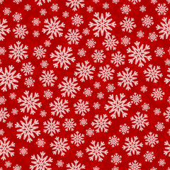 Naklejka na ściany i meble Christmas seamless pattern with white red snowflakes