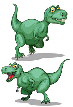 Two green dinosaurs on white