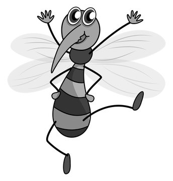 Little mosquito having arms up