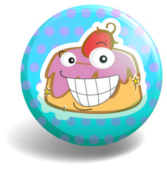 Cupcake on round badge