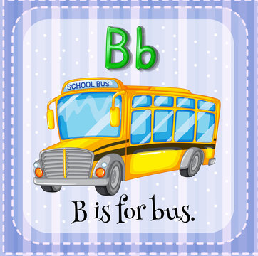 Flashcard letter B is for bus.