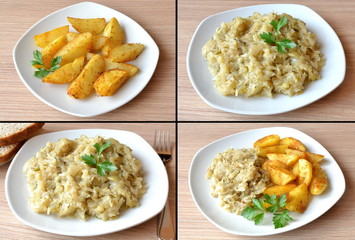 kapusta duszona i pieczone ziemniaki