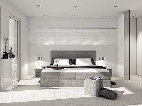modernes Schlafzimmer mit Boxspringbett