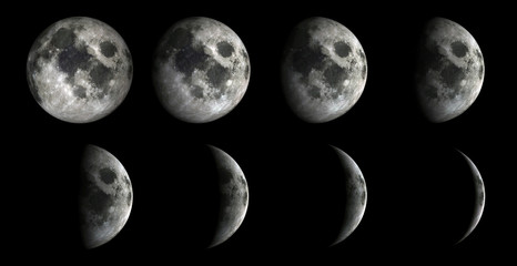 Moon Phases.Elements of this image furnished by NASA