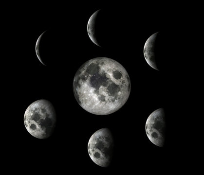 Full Moon Phases.Elements of this image furnished by NASA