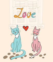 Romantic cats couple 