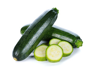 green zucchini vegetables isolated on white