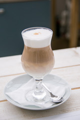 fun with foam Cold evenings , enjoy a glass of hot latte that will warm not only the body but also the soul . It gives a sense of tranquility , warmth and tranquility.