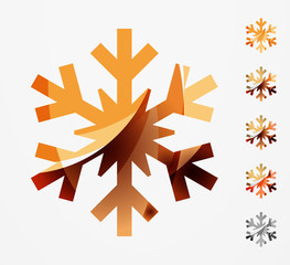 Set of abstract colorful snowflake logo icons, winter concepts