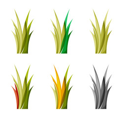 Set of abstract eco plant icons, business logotype nature green