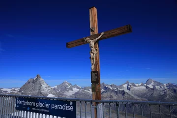 Tableaux ronds sur aluminium brossé Cervin Matterhorn Gracier Paradise in Switzerland