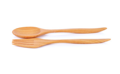 Wooden spoon on isolated background