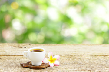 Coffee and frangipani flower