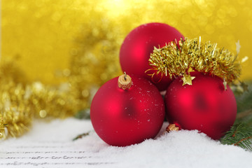 Christmas balls on abstract background