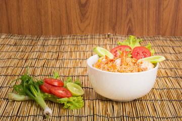 Special Shrimp fried rice in black cup