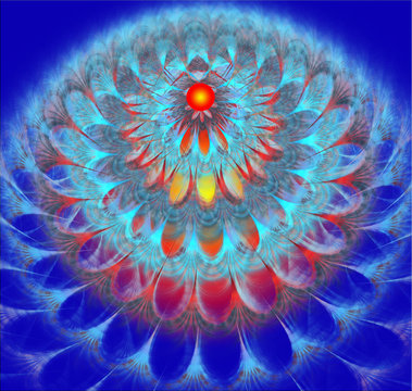 Illustration fractal background bright dandelion flower fluffy