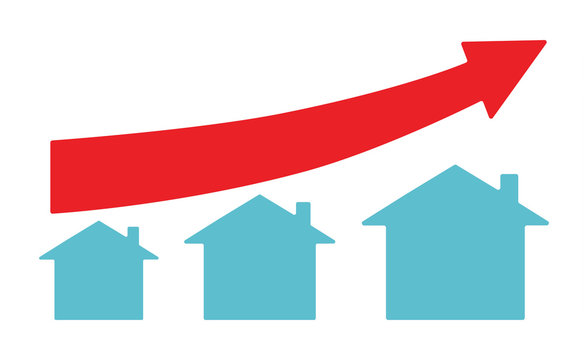 Vector image of an upward arrow and houses