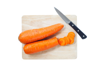 raw carrots and knife